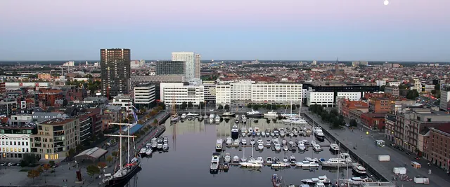 View over the Willemdok marina and the Eilandje district, Antwerp
